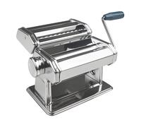 Fackelmann,Macchina per tirare la pasta a mano regolabile, 19,5x16x17 cm,Linea Easy prepare, supporto di fissaggio al piano di lavoro, 3 varietà di pasta,(colore:argento,blu), quantità: 1 pezzo, 27916