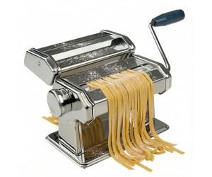 Fackelmann,Macchina per tirare la pasta a mano regolabile, 19,5x16x17 cm,Linea Easy prepare, supporto di fissaggio al piano di lavoro, 3 varietà di pasta,(colore:argento,blu), quantità: 1 pezzo, 27916
