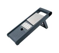 Fackelmann - Mandolina multifunzione regolabile, 35 x 12 x 42.5 cm, 4 lame diverse e spessori diversi con cursore antitaglio, Linea EasyPrepare, (colore: blu, argento), quantità: 1 pezzo