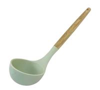 Fackelmann Mestolo da cucina in silicone, utensile con manico con manico in legno di Hevea, temperatura massima consigliata 230°C, lavare a mano, dimensioni 31,5x8x5cm, Linea Ocean