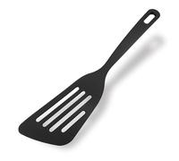 Fackelmann Paletta lunga forata da cucina in Nylon, materiale antiaderente, resistente al calore fino a 200°, lavabile in lavastoviglie, colore nero opaco, Dimensioni 31 x 7,3 cm