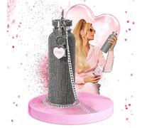 FACKELMANN Paris Hilton - Borraccia con glitter nero, 750 ml, con corpo in acciaio inox e strass, con ciondolo in metallo e catena rimovibile, ideale per viaggiare