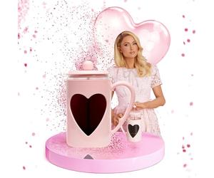 FACKELMANN Paris Hilton French Press a forma di cuore, 1 l, pressa da caffè in vetro e plastica con filtro in acciaio inox, manico Cool-touch, resistente alle temperature