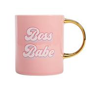 FACKELMANN Paris Hilton, tazza Boss Babe, 450 ml, elegante tazza da caffè con scritta, 134 x 105 mm, ideale per l'ufficio e la casa, lavaggio a mano, rosa