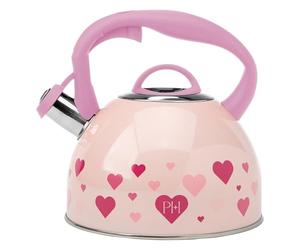 FACKELMANN Paris Hilton - Teiera in acciaio inox a forma di cuore, 2 l, con manico Cool Touch e beccuccio per fischietto, perfetta per l'uso quotidiano, per servire in modo elegante e sicuro