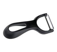 Fackelmann - Pelapatate 13,5 cm, con manico molto ergonomico e leggero, utensile da cucina di alta qualità con parte funzionale in acciaio inox, adatto per frutta e verdura di tutti i tipi (colore: nero)