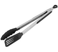 FACKELMANN 40281 Pinza Multiuso da 35 cm, in Acciaio Inox, per pentole e padelle rivestite, Plastica Inossidabile, Nero/Argento