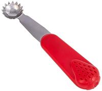 Fackelmann Pomodori e fragole per rimuovere il gambo, bolero frutta in acciaio inox e manico in ABS con design a fragola, lavabile in lavastoviglie, colore inox e rosso, 12 x 2,5 cm