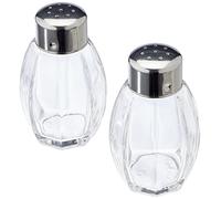 Fackelmann S/P-Streuer 2erSet Jade Set di 2 saliera e pepiera in Acciaio Inox, Colore: Giada, Vetro Coperchio, Argento, ca. 7,5cm, 2 unità