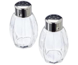 FACKELMANN Saliera e pepiera in Vetro Inox di Giada, Circa 7,5 cm, 2 Pezzi, Colore: Argento