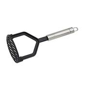 Fackelmann Schiacciapatate 25 cm, manico ovale, schiacciapatate per padelle e pentole rivestite, utensili da cucina in acciaio inox e plastica di alta qualità (colore: argento/nero), quantità: 1 pezzo