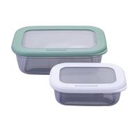 Fackelmann Set 2 contenitori snack e pranzo in plastica trasparente, lunch box ermetici per frutta, panini e spuntini, compatti e impilabili, ideali scuola, ufficio e viaggi, lavabili in lavastoviglie