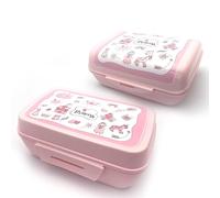 Fackelmann Set 2 Lunch Box Contenitori Alimentari per Bambine con Chiusura a Clip | Portapranzo in Plastica BPA-Free con Design a Tema Principesse | Lavabile in Lavastoviglie e Sicuro per gli Alimenti