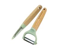 Fackelmann Set 2 Pelaverdure e Pelapatate a Y in Legno FSC® e Plastica, Utensili da Cucina Sostenibili, Pelapatate Verticale e Pelapatate a Y per Frutta e Verdura, Linea Ocean