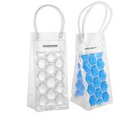 Fackelmann Set 2 Sacchetti Refrigeranti per Bottiglie da 0,75L e 1L, Borsa Termica Porta Bottiglia con Manici per Vino e Acqua, Glacette Portatile con Gel Refrigerante, Colori Blu e Bianco 37x10 cm