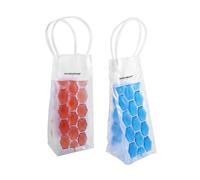 Fackelmann Set 2 Sacchetti Refrigeranti per Bottiglie da 0,75L e 1L, Borsa Termica Porta Bottiglia con Manici per Vino e Acqua, Glacette Portatile con Gel Refrigerante, Colori Blu e Rosso 37x10 cm
