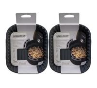 Fackelmann Set 2 stampi in silicone per friggitrice ad aria, accessori air fryer riutilizzabili antiaderenti, cestello silicone resistente forno e microonde, lavabili in lavastoviglie, 15x15 cm
