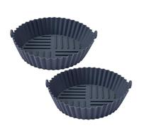 Fackelmann Set 2 stampi rotondi grandi in silicone per friggitrice ad aria Ø19 cm, accessori air fryer antiaderenti, fondo rialzato, cestello silicone riutilizzabile, lavabile in lavastoviglie