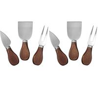 Fackelmann Set 3 accessori per formaggio, con manico in lagno di acacia e parte funzionale in acciaio, 2,5 x 7,9 x 33,5 cm, Sybaris, (colore: argento), quantità: 1 pezzo (Confezione da 2)