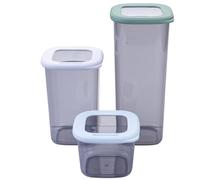 Fackelmann Set 3 contenitori alimenti ermetici in plastica trasparente, barattoli cucina per pasta, riso, farina e cereali, organizer dispensa impilabili con coperchio, lavabili in lavastoviglie