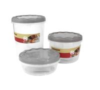 Fackelmann Set 3 Contenitori Dispensa Tondi Impilabili con Coperchio a Vite Ø11cm in PP - Organizzazione Alimenti Secchi, Pasta, Cereali, Spezie - Salvaspazio e Igienici per Cucina e Dispensa
