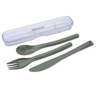 Fackelmann Set 3 Posate Portatili Ecologiche con Custodia da Viaggio per Picnic, Ufficio, Scuola e Campeggio - Forchetta, Coltello, Cucchiaio Riutilizzabili in Plastica