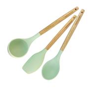 Fackelmann Set 3 Utensili da Cucina, Cucchiaio, Spatola e Mestolo in Silicone e Legno FSC®, Accessori da Cucina Antiaderenti Resistenti al Calore, Linea Ocean