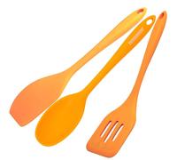 Fackelmann Set 3 Utensili da Cucina in Silicone con Anima in Acciaio, Cucchiaio, Spatola e Paletta Forata, Utensili Antiaderenti Resistenti al Calore, Lavabili in Lavastoviglie, Linea Soft Collection