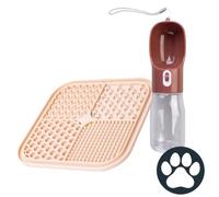 Fackelmann Set Accessori Cane e Gatto, Kit con 1 Borraccia Portatile da 400 ml con Ciotola Integrata e 1 Tappetino Leccamento Lick Mat in Silicone 20x20 cm, Accessori Viaggio e Alimentazione Lenta Ant