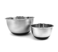 Fackelmann Set di 2 ciotole da cucina, per impastare, lavare, miscelare, ciotole per alimenti in acciaio inox con base antiscivolo in silicone, dimensioni Ø18 cm e Ø26 cm