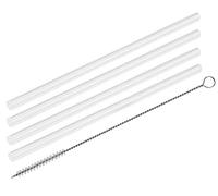 Fackelmann Set di 4 cannucce in vetro con scovolino, Ø 5 mm, cannucce riutilizzabili ed ecologiche, (Colore: Trasparente), quantità: 1 x 4 cannucce + 1 scovolino.