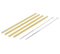 Fackelmann Set di 4 cannucce in vetro per feste estive, riutilizzabili, lavabili in lavastoviglie, con spazzola per la pulizia in acciaio inox