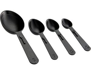 FACKELMANN Set di 4 cucchiai dosatori in plastica, Nero, ca. 9-13,5 cm.