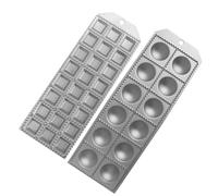 Fackelmann Set di Stampi per ravioli tondi e quadrati, per pasta fresca fatta in casa, materiale alluminio resistente, 24 impronte quadrate, 12 impronte tonde