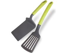 Fackelmann Set Palette da cucina 2 pezzi, paletta forata e paletta lasagne, materiale in nylon, mestoli da cucina lavabili in lavastoviglie, Linea Oliva