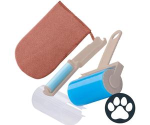 Fackelmann Set Rimozione Peli Animali 3 Pezzi, Kit con 2 Rulli Levapeli Lavabili e Riutilizzabili Grande e Piccolo in TPR e 1 Guanto Togli Pelo Ambidestro per Divani, Tappeti, Vestiti e Auto