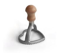Fackelmann Stampino per ravioli a cuore, materiale manico ergonomico in legno di faggio e parte funzionale in alluminio, Dimensione 8,5x8x10cm, Linea Home Cooking Italian Pasta
