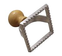 Fackelmann Stampino per Ravioli Quadrati 5x5 cm, Taglia-Pasta Professionale con Manico Ergonomico in Legno di Faggio e Alluminio, Utensile per Pasta Fresca Fatta in Casa