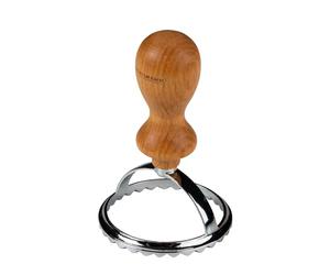 Fackelmann Tagliapasta per ravioli - Stampino per ravioli in acciaio inox con lega di zinco - per pasta fatta in casa - Manico ergonomico in legno di faggio dall'aspetto italiano, marrone