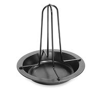 Fackelmann Torrefazione per pollo, con ciotola, supporto verticale con padella, per forno, arrosto verticale per pollame, 4 x 18 x 22 cm, nero