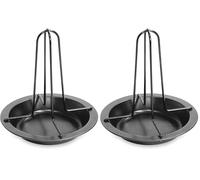 Fackelmann Torrefazione per pollo, con ciotola, supporto verticale con padella, per forno, arrosto verticale per pollame, 4 x 18 x 22 cm, nero (Confezione da 2)