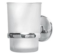 Fackelmann Vision 86763 - Bicchiere con Porta Bicchiere, Superficie Lucida, Cromato, 9,5 x 7 x 11,5 cm (A x B x P)