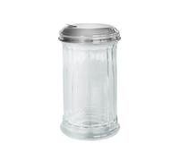 Fackelmann Zucchero Bistro - Zuccheriera in Vetro, con Coperchio in Acciaio Inox (Colore: Argento/Trasparente), Quantità: 1 Pezzo