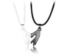 FackLOxc 2 collane magnetiche con ciondolo a forma di cuore con gesto d'amore, per coppie, donne e ragazze, Metallo