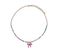 FackLOxc Collana con ciondolo a forma di fiocco, collana girocollo con perline colorate, gioiello dichiarazione