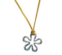 FackLOxc Collana con ciondolo a forma di fiore cavo, collana girocollo in corda colorata, gioiello alla moda semplice catena clavicola, Resina