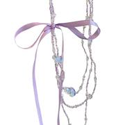 FackLOxc Collana con farfalla in cristallo, regolabile, con corda a nastro, collana con perline alla clavicola, gioielli alla moda per donne e ragazze, come descritto