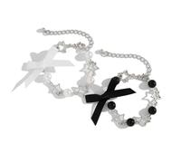 FackLOxc Delicato fiocco con perle finte, accessorio delicato con frange con perle finte per un tocco femminile