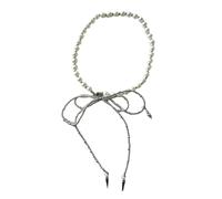 FackLOxc Dolce Bowknot Ciondolo Collana Clavicola Catena Girocollo Regolabile Dolce Fresco Tie-up Collana di Perle Collarino Gioielli Moda