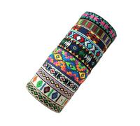 FackLOxc Set di 10 braccialetti dell'amicizia in stile bohémien, realizzati a mano, colorati, in tessuto, regolabili, per donne e ragazzi, Poliestere, corda di canapa, come descritto